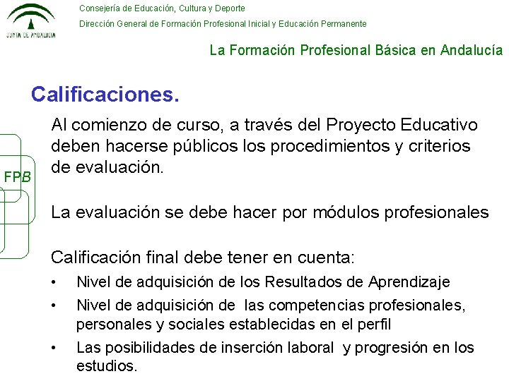 Consejería de Educación, Cultura y Deporte Dirección General de Formación Profesional Inicial y Educación