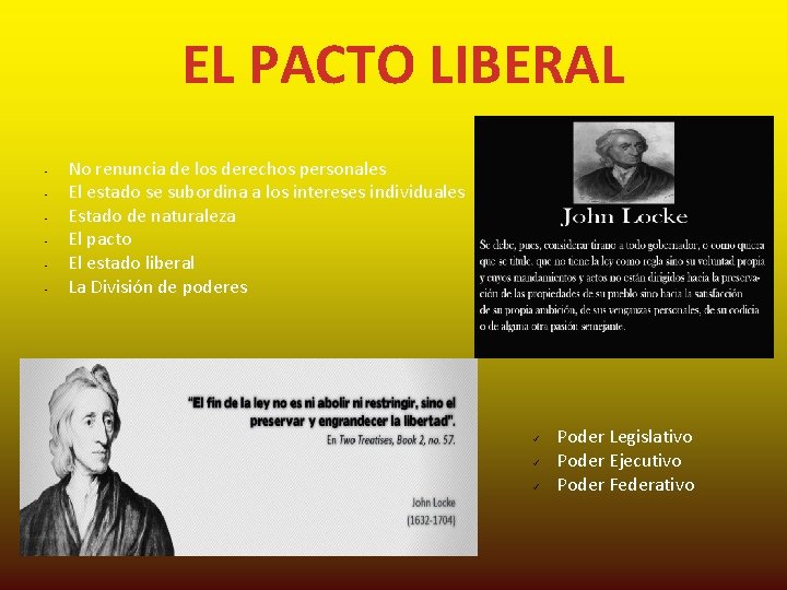 EL PACTO LIBERAL • • • No renuncia de los derechos personales El estado