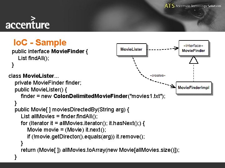 Io. C - Sample public interface Movie. Finder { List find. All(); } class