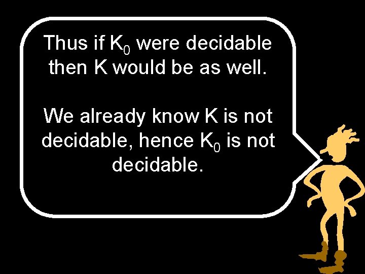 Thus if K 0 were decidable then K would be as well. We already