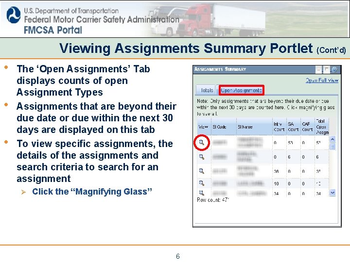 Viewing Assignments Summary Portlet (Cont’d) • • • The ‘Open Assignments’ Tab displays counts Viewing Assignments Summary Portlet (Cont’d) • • • The ‘Open Assignments’ Tab displays counts