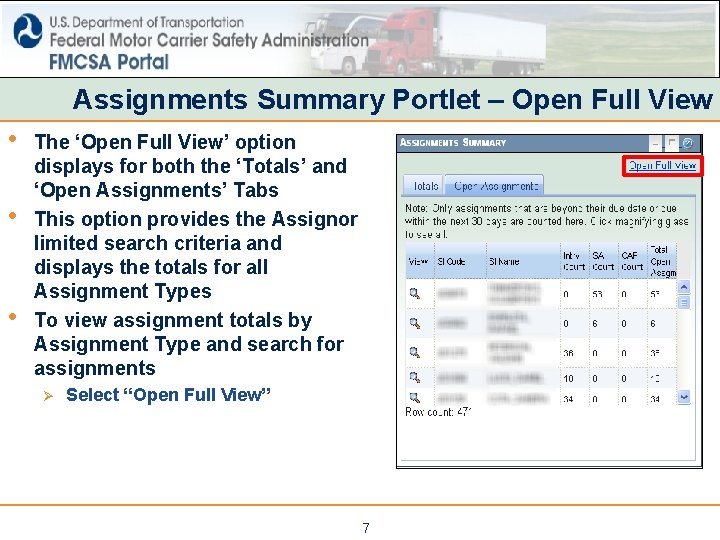 Assignments Summary Portlet – Open Full View • • • The ‘Open Full View’ Assignments Summary Portlet – Open Full View • • • The ‘Open Full View’