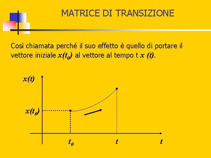 MATRICE DI TRANSIZIONE Così chiamata perché il suo effetto è quello di portare il MATRICE DI TRANSIZIONE Così chiamata perché il suo effetto è quello di portare il