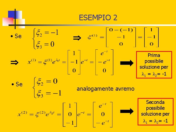 ESEMPIO 2 • Se Prima possibile soluzione per 1 = 2= -1 • Se ESEMPIO 2 • Se Prima possibile soluzione per 1 = 2= -1 • Se