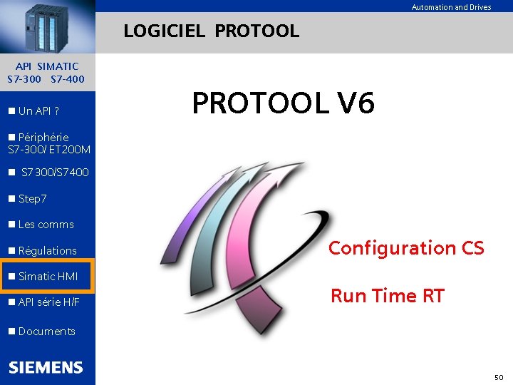 Automation and Drives LOGICIEL PROTOOL API SIMATIC S 7 -300 S 7 -400 n