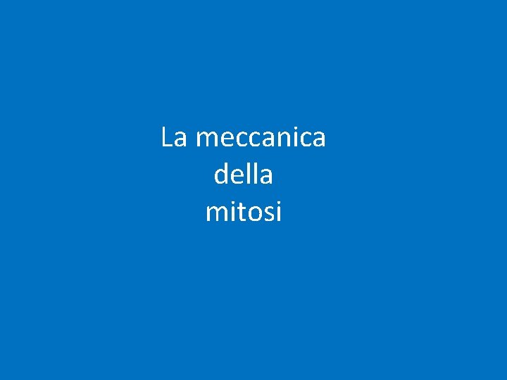 La meccanica della mitosi La meccanica della mitosi