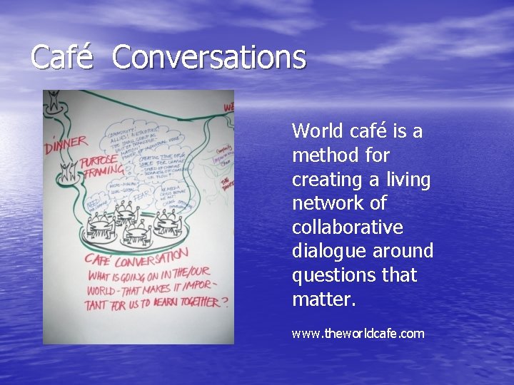 Café Conversations World café is a method for creating a living network of collaborative Café Conversations World café is a method for creating a living network of collaborative