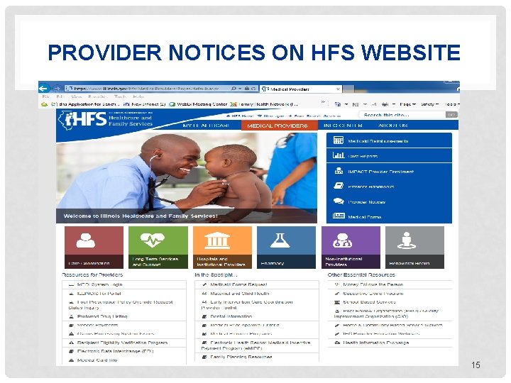 PROVIDER NOTICES ON HFS WEBSITE 15 