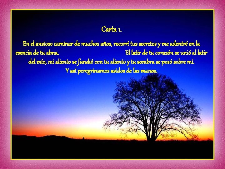 Carta 1. En el ansioso caminar de muchos años, recorrí tus secretos y me Carta 1. En el ansioso caminar de muchos años, recorrí tus secretos y me