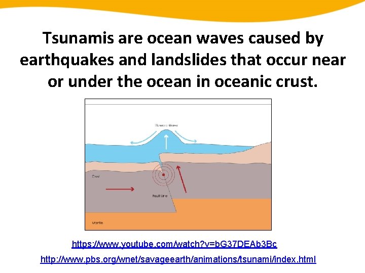 Tsunamis are ocean waves caused by earthquakes and landslides that occur near or under