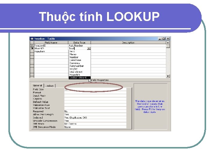 Thuộc tính LOOKUP 