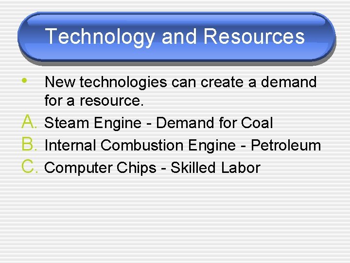 Technology and Resources • New technologies can create a demand for a resource. A.