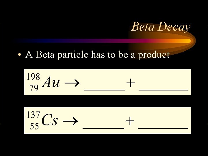 Beta Decay • A Beta particle has to be a product 