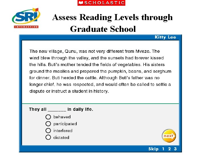 Assess Reading Levels through Graduate School 