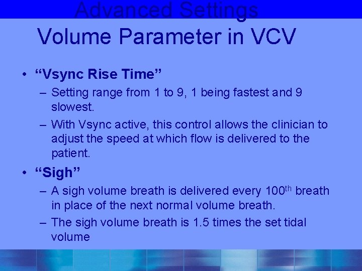 Advanced Settings Volume Parameter in VCV • “Vsync Rise Time” – Setting range from