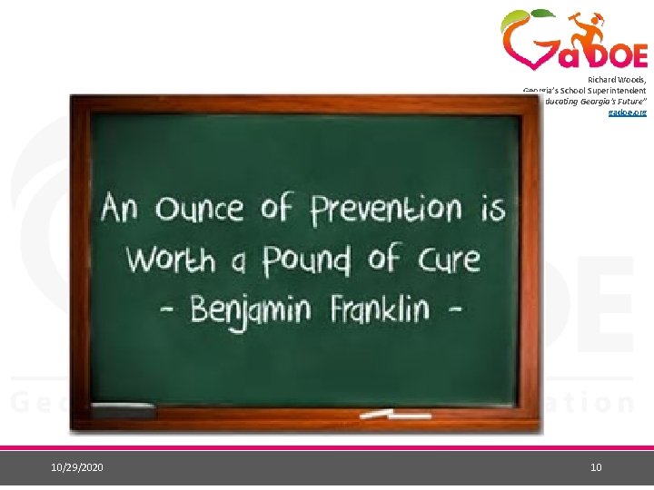 Richard Woods, Georgia’s School Superintendent “Educating Georgia’s Future” gadoe. org 10/29/2020 10 