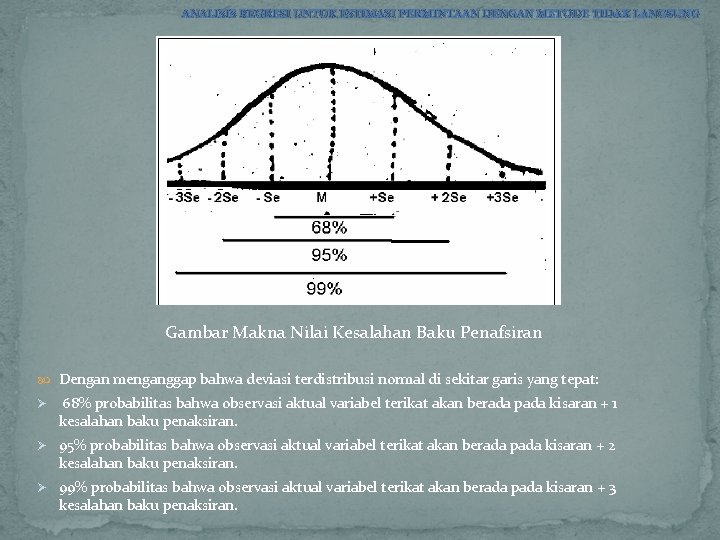 ANALISIS REGRESI UNTUK ESTIMASI PERMINTAAN DENGAN METODE TIDAK LANGSUNG Gambar Makna Nilai Kesalahan Baku