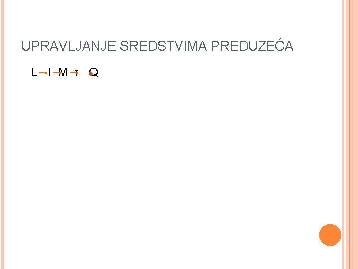 UPRAVLJANJE SREDSTVIMA PREDUZEĆA L I M τ Q 