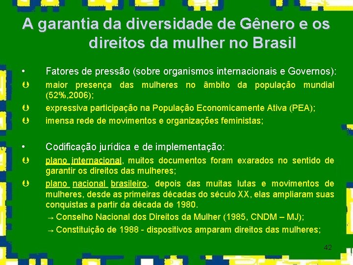 A garantia da diversidade de Gênero e os direitos da mulher no Brasil •