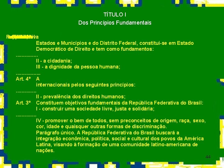 TÍTULO I Dos Princípios Fundamentais República indissolúvel união formada Brasil, Federativa pela Art. A