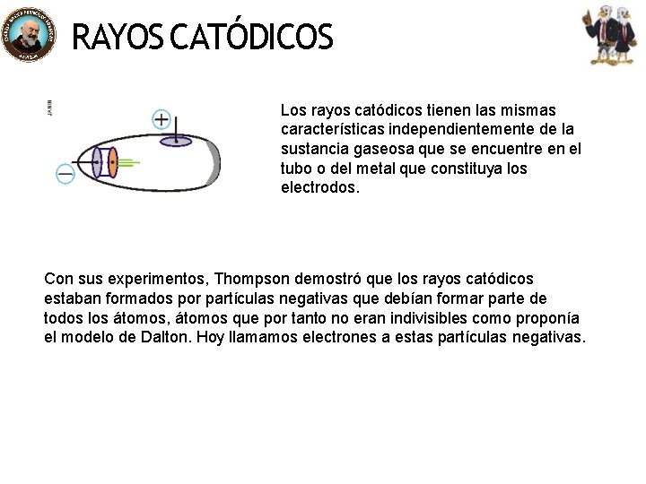 RAYOS CATÓDICOS Los rayos catódicos tienen las mismas características independientemente de la sustancia gaseosa