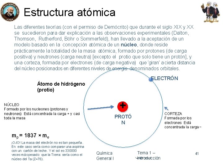 Estructura atómica Las diferentes teorías (con el permiso de Demócrito) que durante el siglo