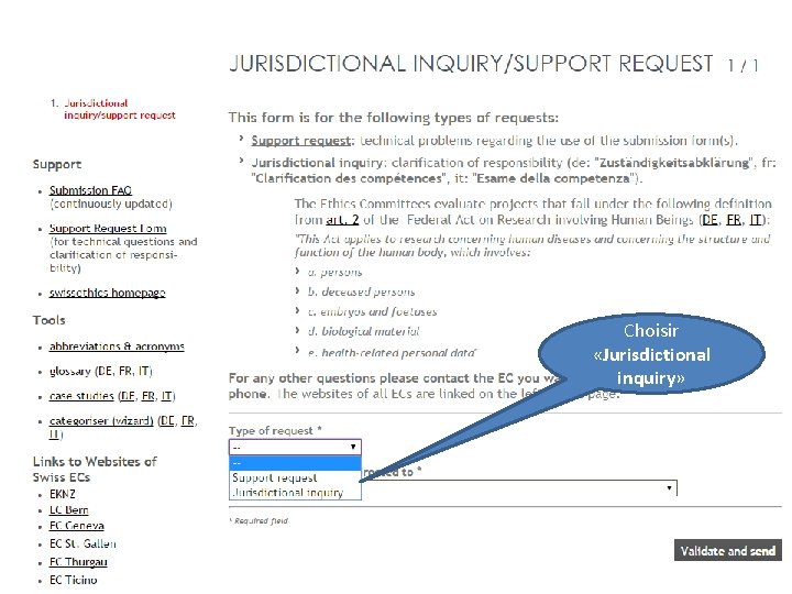 Choisir «Jurisdictional inquiry» 