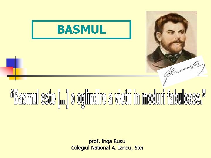 BASMUL prof. Inga Rusu Colegiul National A. Iancu, Stei 