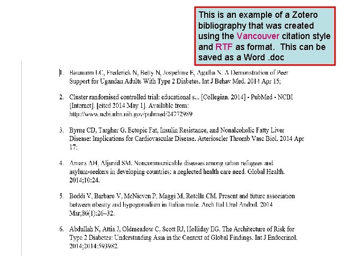 This is an example of a Zotero bibliography that was created using the Vancouver