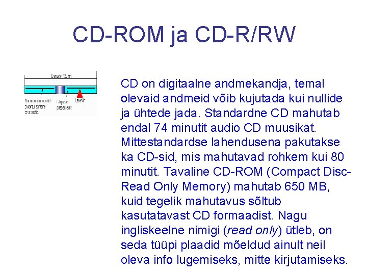 CD-ROM ja CD-R/RW CD on digitaalne andmekandja, temal olevaid andmeid võib kujutada kui nullide