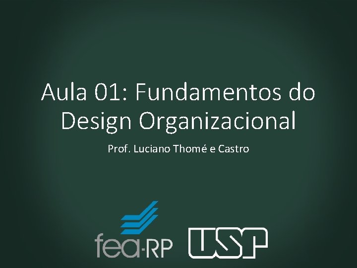 Aula 01: Fundamentos do Design Organizacional Prof. Luciano Thomé e Castro 