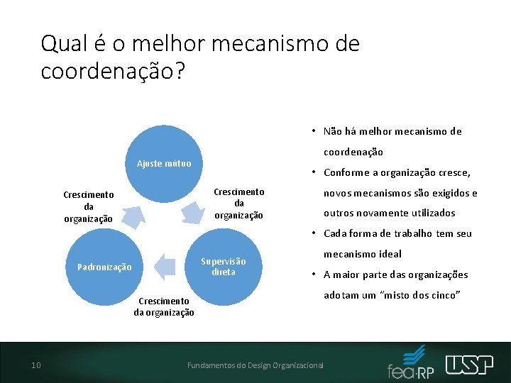 Qual é o melhor mecanismo de coordenação? • Não há melhor mecanismo de coordenação