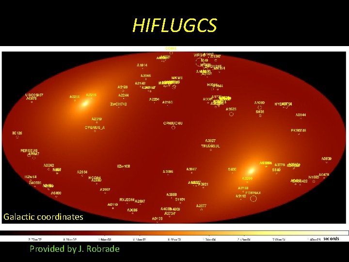 HIFLUGCS Galactic coordinates seconds Provided by J. Robrade 