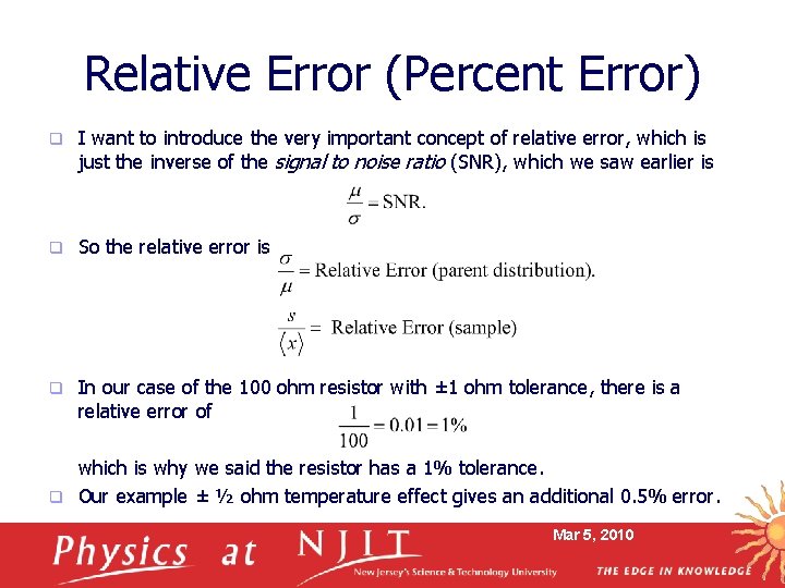Lesser Error Physics 114 Lecture 11 Error Analysis Dale E