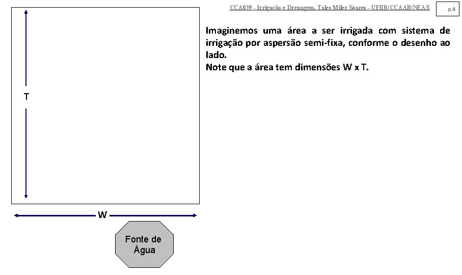 CCA 039 - Irrigação e Drenagem. Tales Miler Soares - UFRB/CCAAB/NEAS p. 4 Imaginemos