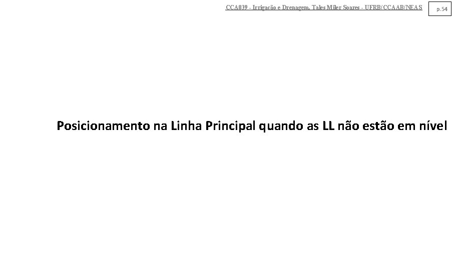 CCA 039 - Irrigação e Drenagem. Tales Miler Soares - UFRB/CCAAB/NEAS p. 54 Posicionamento