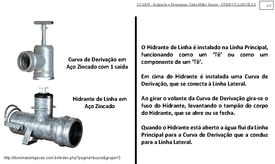 CCA 039 - Irrigação e Drenagem. Tales Miler Soares - UFRB/CCAAB/NEAS Curva de Derivação