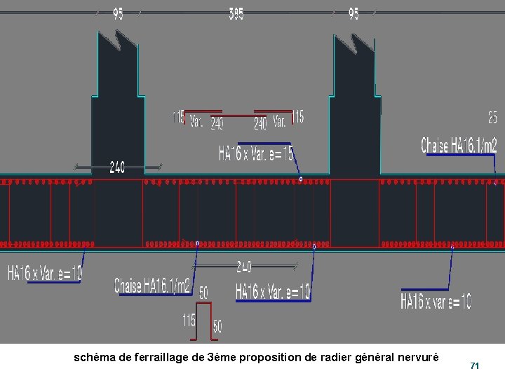 schéma de ferraillage de 3éme proposition de radier général nervuré 71 