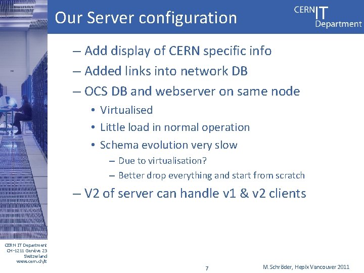 Our Server configuration – Add display of CERN specific info – Added links into