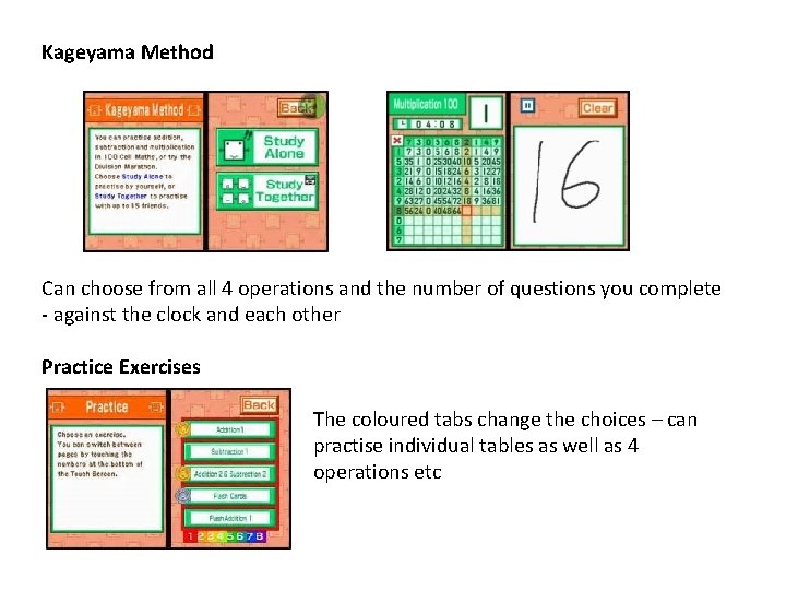 Kageyama Method Can choose from all 4 operations and the number of questions you