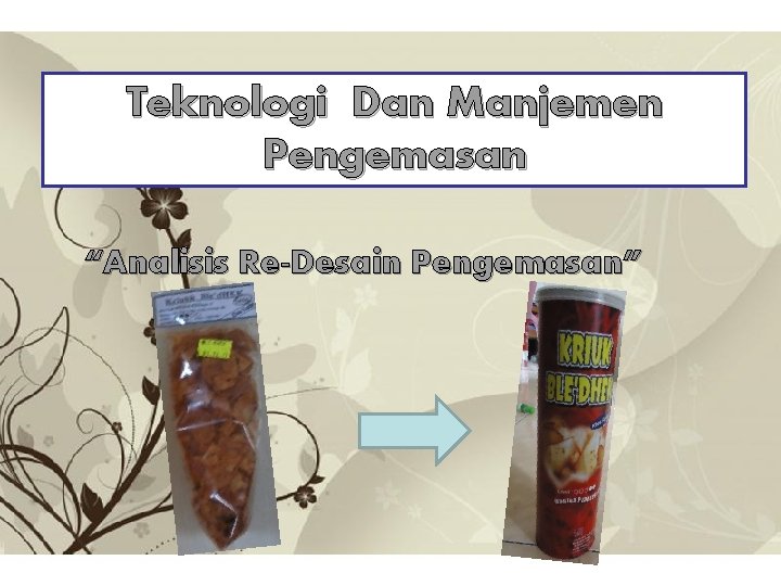 Teknologi Dan Manjemen Pengemasan “Analisis Re-Desain Pengemasan” Free Powerpoint Templates Page 1 