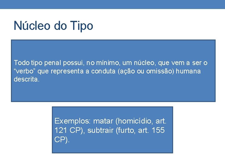 Núcleo do Tipo Todo tipo penal possui, no mínimo, um núcleo, que vem a Núcleo do Tipo Todo tipo penal possui, no mínimo, um núcleo, que vem a