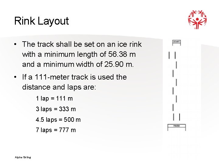 Rink Layout • The track shall be set on an ice rink with a