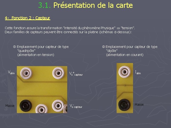 3. 1. Présentation de la carte 4 - Fonction 2 : Capteur Cette fonction