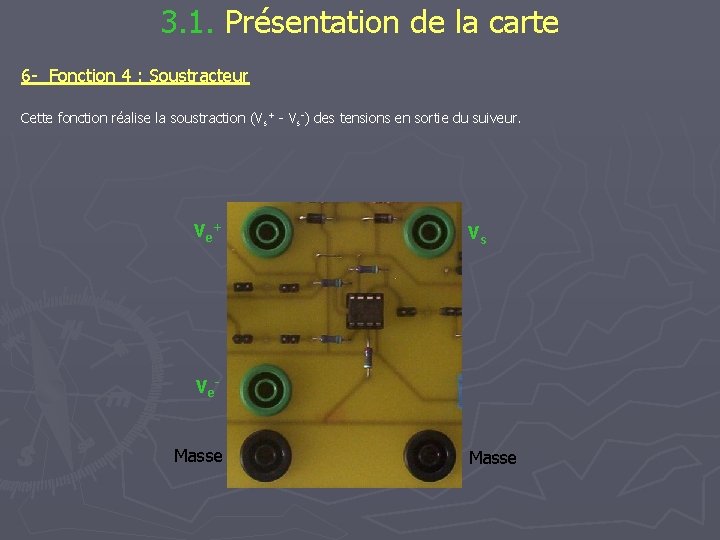 3. 1. Présentation de la carte 6 - Fonction 4 : Soustracteur Cette fonction