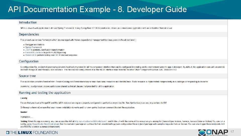 API Documentation Example - 8. Developer Guide 17 