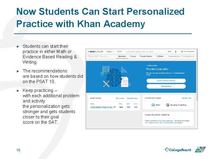 Now Students Can Start Personalized Practice with Khan Academy ► Students can start their