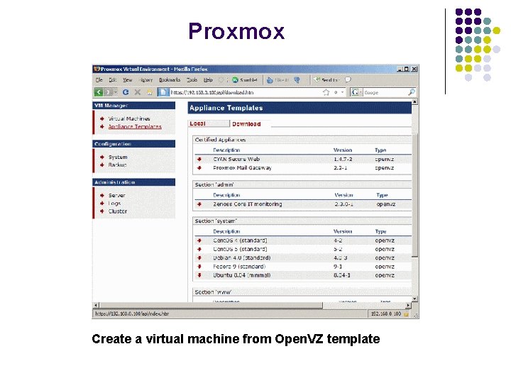 Proxmox Create a virtual machine from Open. VZ template 