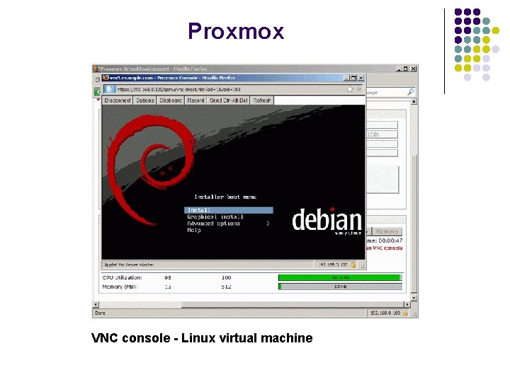 Proxmox VNC console - Linux virtual machine 