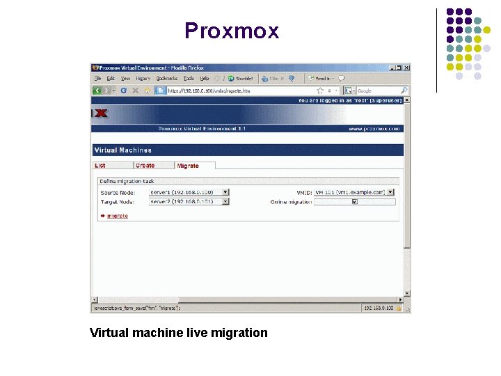 Proxmox Virtual machine live migration 